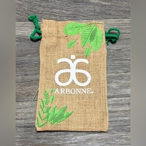 Arbonne Burlap Bag with Green Leaf Motif